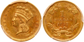 1857 $1 Gold Indian. PCGS EF45