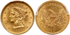 1852 $2.50 Liberty. PCGS MS63