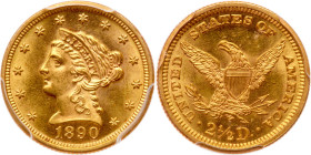 1890 $2.50 Liberty. PCGS MS63