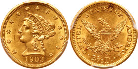 1903 $2.50 Liberty. PCGS AU58