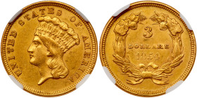 1854 $3 Gold. NGC MS61