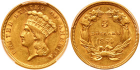 1854 $3 Gold. PCGS AU53