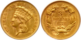 1878 $3 Gold. PCGS AU58
