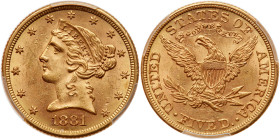 1881 $5 Liberty. PCGS MS62
