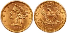 1908 $5 Liberty. PCGS MS63