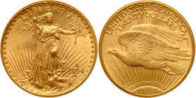 1914-S $20 St. Gaudens. NGC MS63