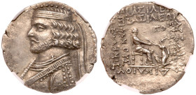 Parthian Kingdom. Orodes II. BI Tetradrachm (13.94 g), 57-38 BC. NGC AU