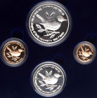 Israel. 5 and 1 New Sheqalim, plus silver 1 and 2 New Sheqalim, 1996. PF