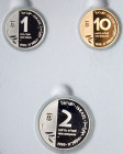 Israel. Gold 10 New Sheqalim plus silver 2 and 1 New Sheqel, 1999. PF