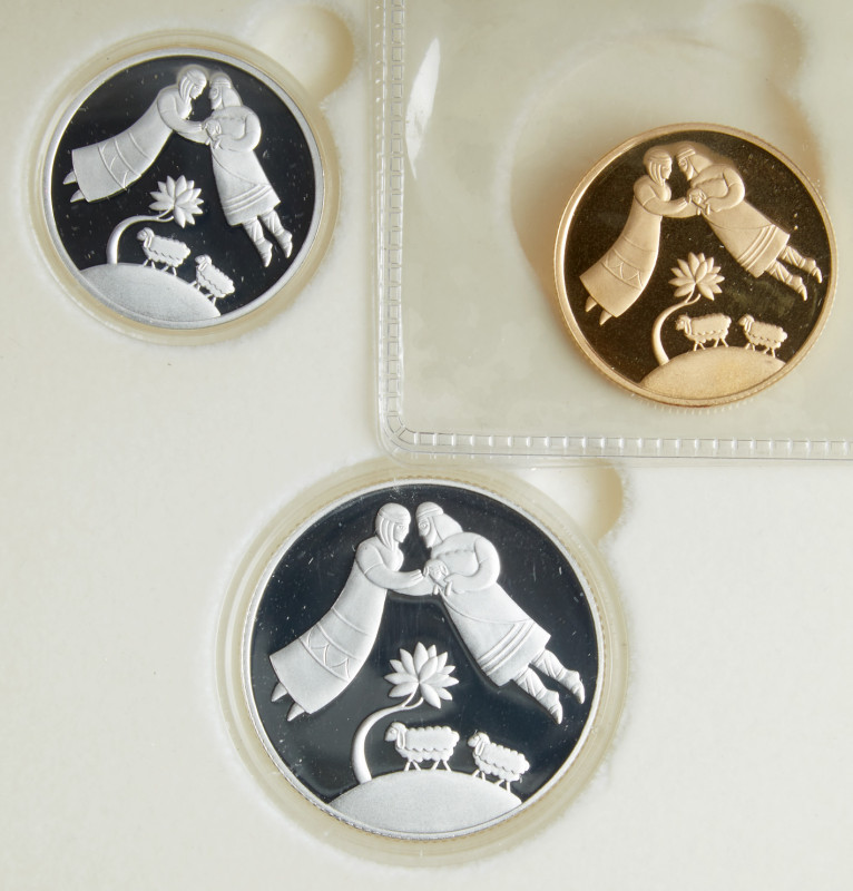 Israel. Gold 10 New Sheqalim plus silver 2 and 1 New Sheqel, 2003. PF

Israel....