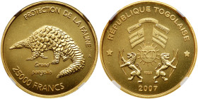 Togo. Essai 25,000 Francs, 2007. NGC MS67