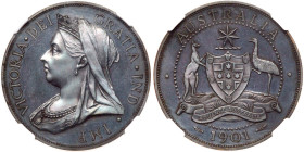 Australia. Victoria 1901-dated Australia 'Double Florin or Four Shillings.'. NGC PF64