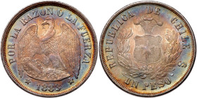 Chile. Peso, 1883-So. PCGS MS63