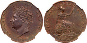 Great Britain. Halfpenny, 1827. NGC MS62