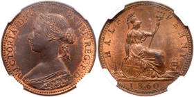 Great Britain. Halfpenny, 1860. NGC MS65