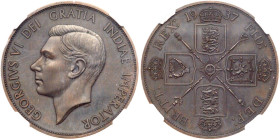 Great Britain. George VI 1937-dated Great Britain 'Double Florin or Four Shillings.'. NGC PF64