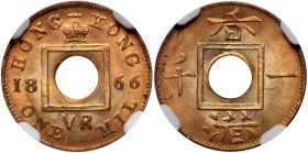 Hong Kong. Mil, 1866. NGC MS66
