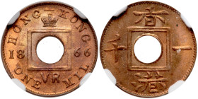 Hong Kong. Mil, 1866. NGC MS65