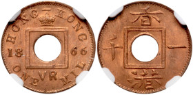 Hong Kong. Mil, 1866. NGC MS65
