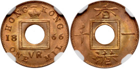 Hong Kong. Mil, 1866. NGC MS65