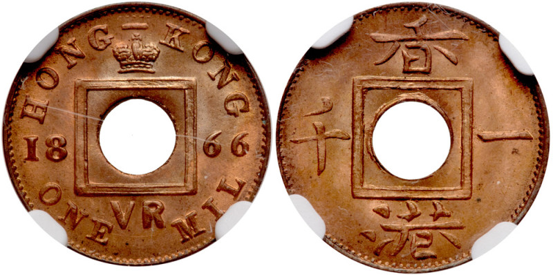 Hong Kong. Mil, 1866. NGC MS66

Hong Kong. Mil, 1866. KM-3; Prid-197. Victoria...