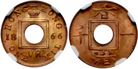 Hong Kong. Mil, 1866. NGC MS66