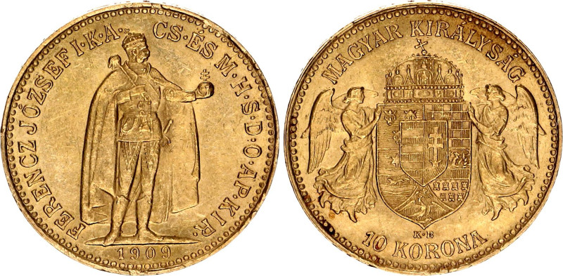 Hungary 10 Korona 1909 KB

KM# 485, N# 10813; Gold (.900) 3.38 g. ; Franz Jose...