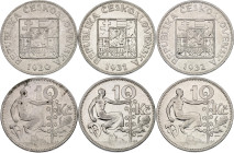 Czechoslovakia 3 x 10 Korun 1930 - 1932