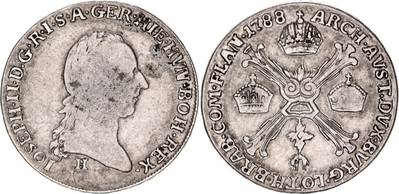 Austrian Netherlands 1/4 Couronne / Kronenthaler 1788 H

KM# 38, N# 26307; Sil...