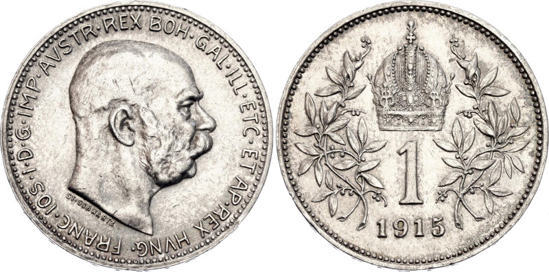 Austria 1 Corona 1915

KM# 2820, N# 7003; Silver 5 g.; Franz Joseph I; UNC wit...