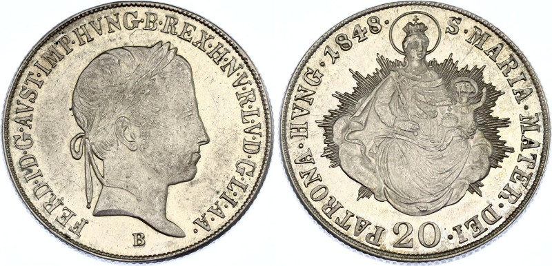 Hungary 20 Krajczar 1848 B

KM# 422, ÉH# 1419, H# 2081, N# 18828; Silver 6.73 ...