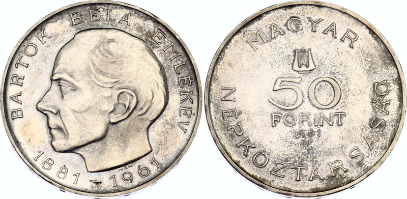 Hungary 50 Forint 1961 BP

KM# 561, ÉH# 1565, H# 2355, N# 34297; Silver 20.00 ...