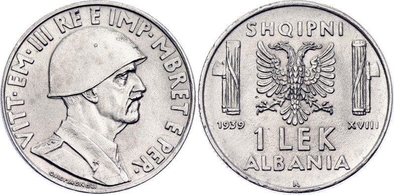 Albania 1 Lek 1939 (XVIII) R Italian Occupation - WW II

KM# 31, N# 8238; Magn...