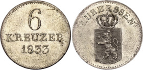 German States Hesse-Cassel 6 Kreuzer 1833