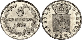 German States Nassau 6 Kreuzer 1833