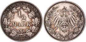 Germany - Empire 1/2 Mark 1907 E