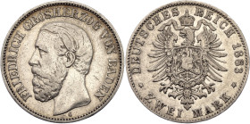 Germany - Empire Baden 2 Mark 1883 G