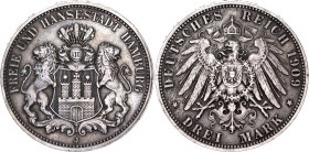 Germany - Empire Hamburg 3 Mark 1909 J