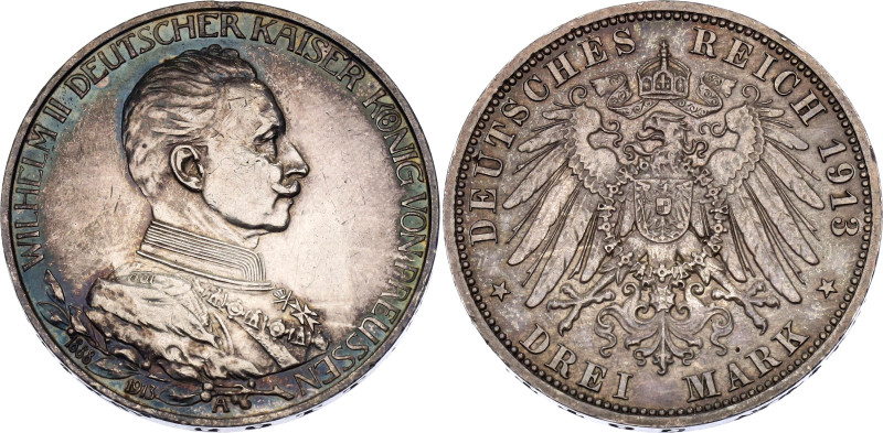 Germany - Empire Prussia 3 Mark 1913 A

KM# 535, J. 112, N# 19478; Silver 16.6...