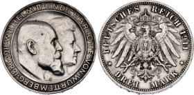 Germany - Empire Wurttemberg 3 Mark 1911 F