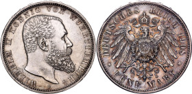 Germany - Empire Wurttemberg 5 Mark 1908 F