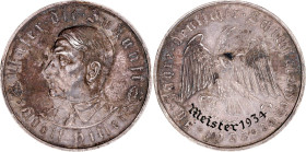 Germany - Third Reich Silver Medal "Election of Adolf Hitler as Reich Chancellor" 1933 With "Meister 1934" Overstrike