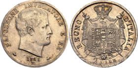 Italian States Kingdom of Napoleon 2 Lire 1811 M Overdate