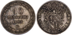 Italian States Papal States 10 Baiocchi 1862 R (XVII)