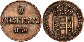 Italian States Tuscany 5 Quattrini 1830