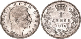 Serbia 1 Dinar 1915 Schwartz

KM# 25.3, N# 19683; With designer's name; Silver 5.00 g.; Peter I; UNC with mint luster & nice toning