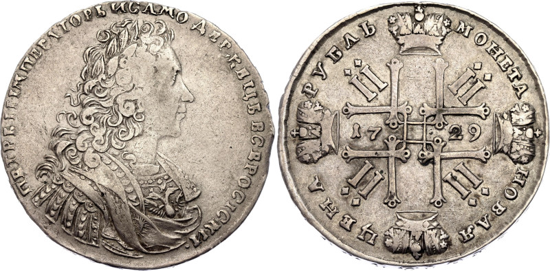 Russia 1 Rouble 1729

Bit# 100, N# 95315; With a star on his chest; Silver 26....