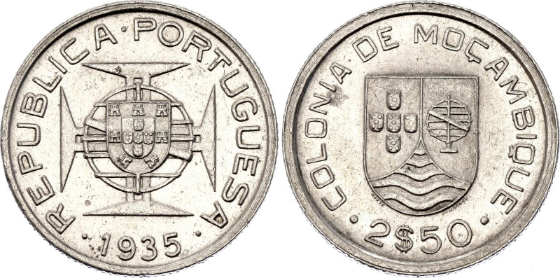 Mozambique 2-1/2 Escudos 1935

KM# 61, N# 14042; Silver 3.5 g.; UNC with minor...