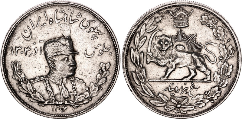 Iran 5000 Dinars 1927 H SH 1306

KM# 1106, N# 29133; Silver 22.96 g.; Reza Pah...