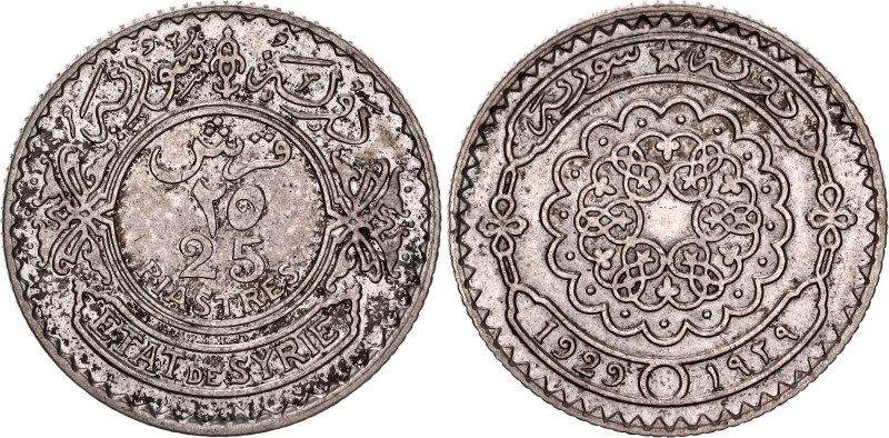 Syria 25 Piastres 1929

KM# 73, Schön# 7, N# 5827; Silver 4.96 g.; Paris Mint;...